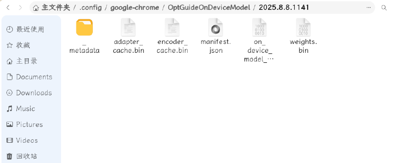 Chrome静默下载的Gemini Nano模型目录结构